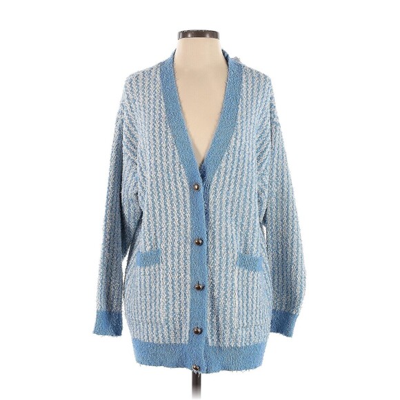 ZARA Blue Ivory Color Block Knit Cardigan - XS-S - Picture 1 of 2